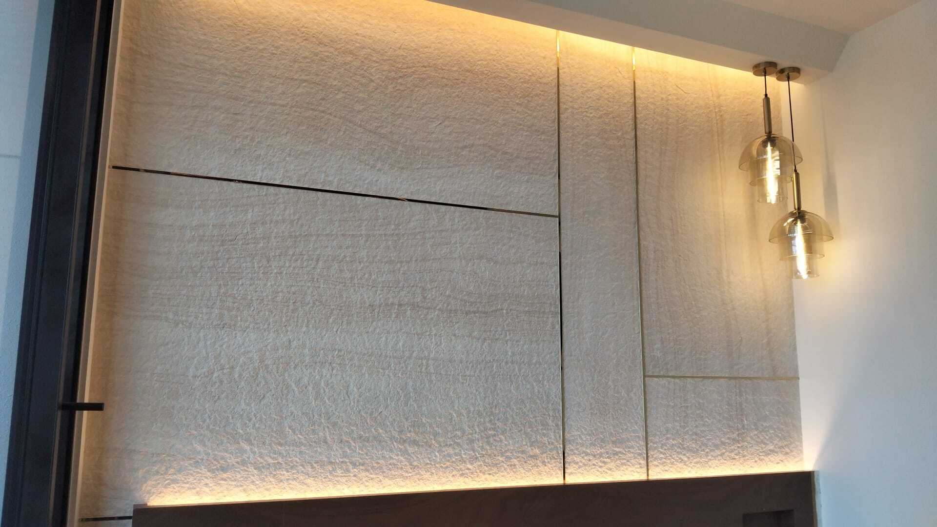 flexible stone with golden trim